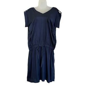 Calypso St Barth Navy Blue Stretch Silk Blouson Dress